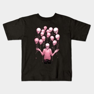 Pink preppy skeleton with skull balloons Kids T-Shirt